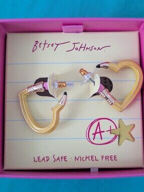 NWT Betsy Johnson Best in Class Heart Shaped Pencil Earrings ✏️💛✏️✏️